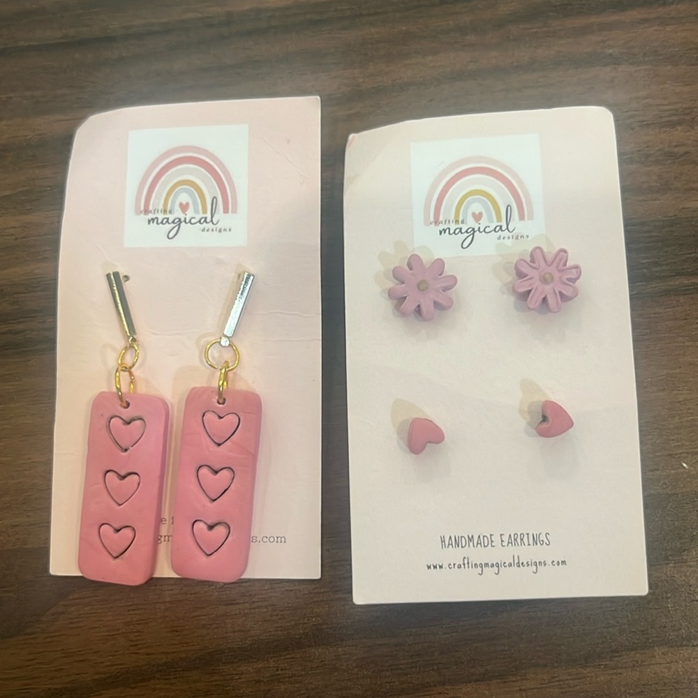 Magical Designs Artisan made clay earrings, new on card